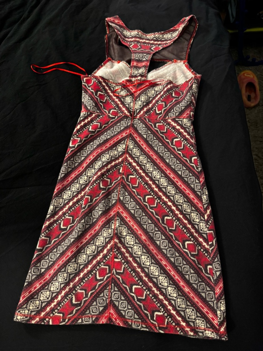 Free People Red and Black Patterned Racerback Mini Dress